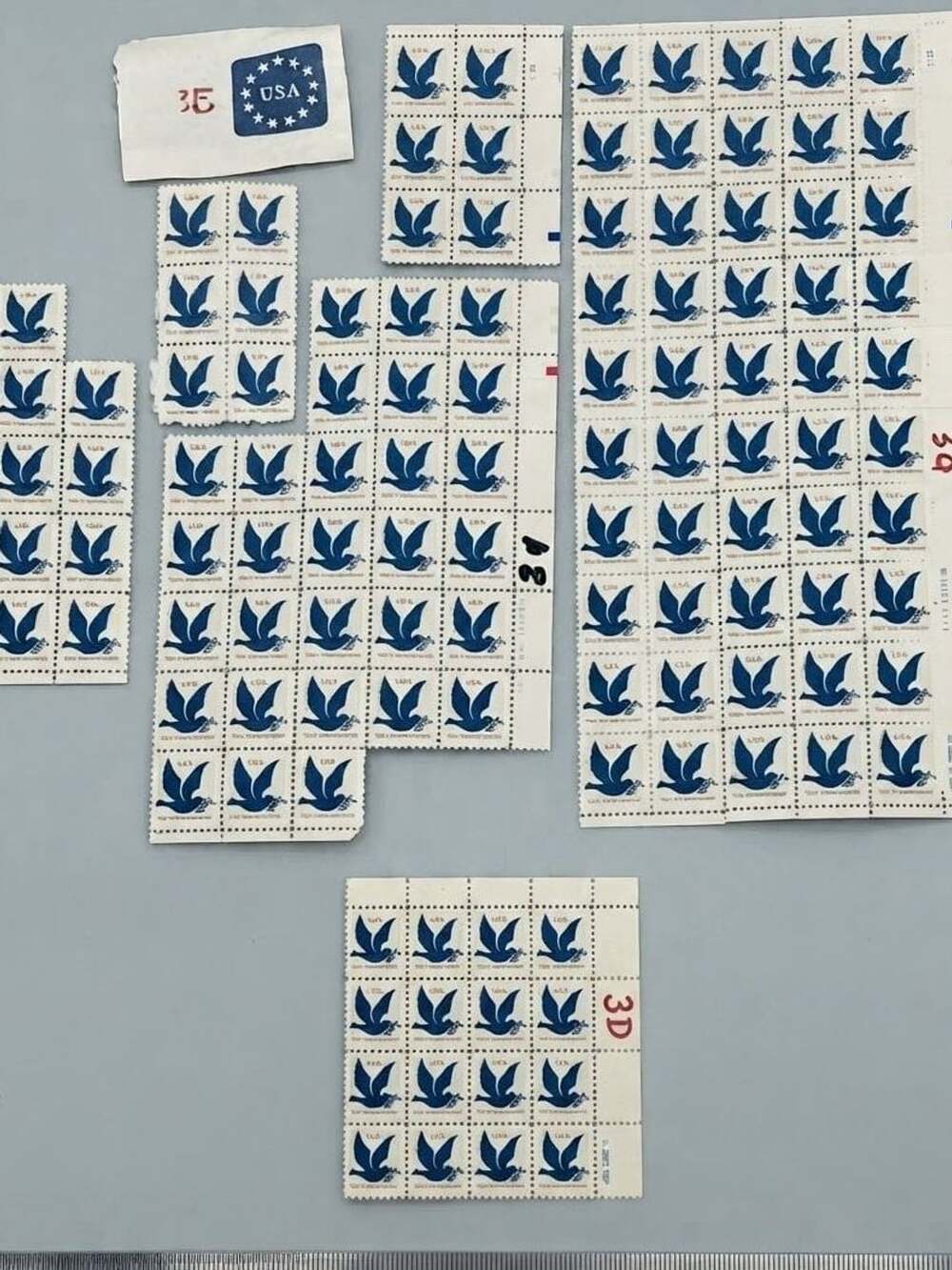 USPS 1994 3c Make-Up Rate Dove Postage Stamps Lot